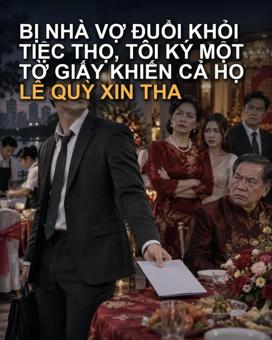 Bị Nhà Vợ Đuổi Khỏi Tiệc Thọ, Tôi Ký Một Tờ Giấy Khiến Cả Họ Lê Quỳ Xin Tha